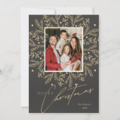 シックなボタニカルフレームフォトとメリークリスマス シーズンカード (正面)