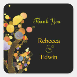 シックなボタニカルブラック結婚の感謝 スクエアシール
