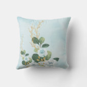 シックなボタニカルブルーフローラエレファントボーイ子供部屋 クッション (裏面)