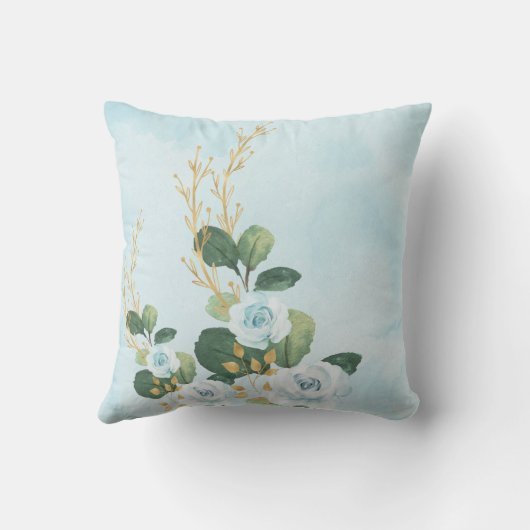 シックなボタニカルブルーフローラエレファントボーイ子供部屋 クッション (裏面)