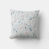 シックなボタニカルホリーベリーフローラルパターン クッション (正面)