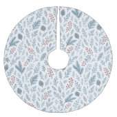 シックなボタニカルホリーベリーフローラルパターン ブラッシュドポリエステルツリースカート (正面)