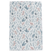 シックなボタニカルホリーベリーフローラルパターン ミディアムペーパーバッグ (正面)