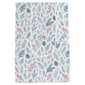 シックなボタニカルホリーベリーフローラルパターン ミディアムペーパーバッグ (裏面)