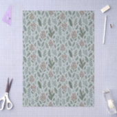 シックなボタニカルホリーベリーフローラルパターン 薄葉紙 (クラフト)