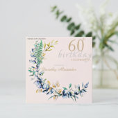シックなボタニカルリースの誕生日マイルストーン 招待状 (スタンド正面)