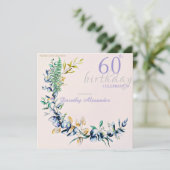 シックなボタニカルリースの誕生日マイルストーン 招待状 (スタンド正面)