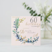 シックなボタニカルリースの誕生日マイルストーン 招待状 (スタンド正面)
