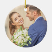 シックなボタニッ結婚クのカップルの写真クリスマス セラミックオーナメント (裏面)