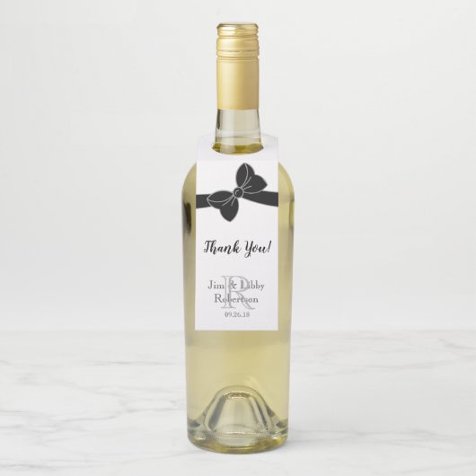 シックなボトルHANGER_THANKモノグラムおよび名前 ボトルネックタグ (ボトル)