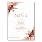 シックなボヘミアのシーティングプランカードとゲスト名 テーブルナンバー (裏面)