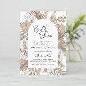 シックなボヘミアンパームアーチ:完璧なピンクシャワー 招待状 (スタンド正面)
