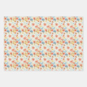シックなボヘミアンワイルドフラワーズエレガントカラフルフラル ラッピングペーパーシート (正面2)