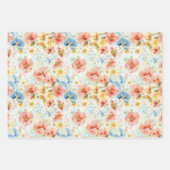 シックなボヘミアンワイルドフラワーズエレガントカラフルフラル ラッピングペーパーシート (正面)