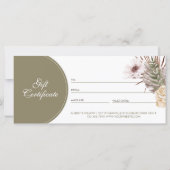 シックなボヘミアン水の色の花模様ギフト証明書 (裏面)