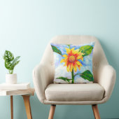 シックなボホの水色ひまわり絵を描の花 クッション (椅子)