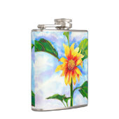 シックなボホの水色ひまわり絵を描の花 フラスク (右)