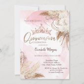 シックなボホの花,王冠,水彩キンセアニラ 招待状 (正面)