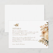 シックなボホの花 |秋花 |の結婚詳細 エンクロージャーカード (正面/裏面)