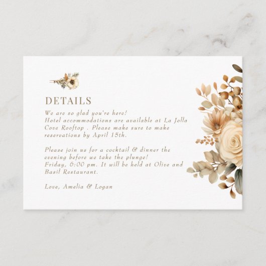 シックなボホの花 |秋花 |の結婚詳細 エンクロージャーカード (正面)