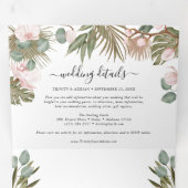 シックなボホオーキラン&トロパガル乾離れ乾結婚ドーズ 三つ折り招待状 (内部最初)