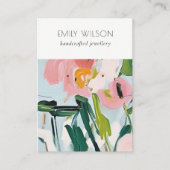 シックなボホカラフル絵を描フローラネックレスイヤリング 名刺 (正面)