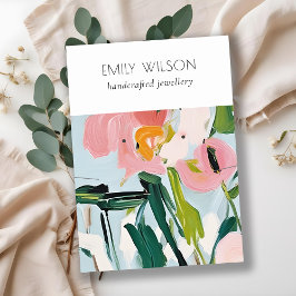 シックなボホカラフル絵を描フローラネックレスイヤリング 名刺