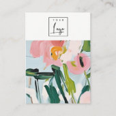 シックなボホカラフル絵を描フローラネックレスロゴ 名刺 (正面)