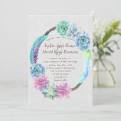 シックなボホジューントサボスフェザー結婚ズリース 招待状 (スタンド正面)