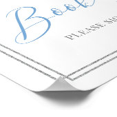 シックなボホダスティブルーフローラシルバーゲストブックサイン ポスター (角)