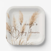 シックなボホパンパスグラスベビーシャワー ペーパープレート (正面)