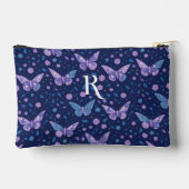 シックなボホパープルバタフライパターンモノグラム アクセサリーポーチ (裏面)