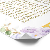 シックなボホパープルフローラガールベビーシャワー座席 ポスター (角)