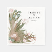 シックなボホピンクラン&ドライ葉結婚ズ スタンダードカクテルナプキン (正面)