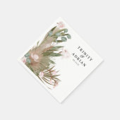 シックなボホピンクラン&ドライ葉結婚ズ スタンダードカクテルナプキン (角)