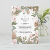 シックなボホピンクラン&ドライ葉結婚ズ 招待状 (スタンド正面)