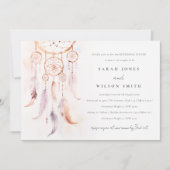 シックなボホフェザードリームキャッチャーのリハーサルディナー 招待状 (正面)