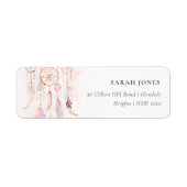 シックなボホフェザードリームキャッチャー水彩アドレス ラベル (正面)