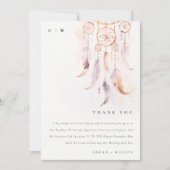 シックなボホフェザードリームキャッチャー結婚の水色 サンキューカード (正面)