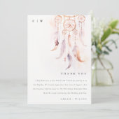 シックなボホフェザードリームキャッチャー結婚の水色 サンキューカード (スタンド正面)