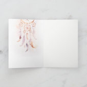 シックなボホフェザードリームキャッチャー結婚の水色 サンキューカード (内部)