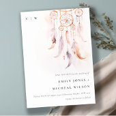 シックなボホフェザードリームキャッチャー結婚の水色 セーブザデート