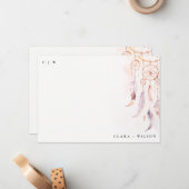 シックなボホフェザードリームキャッチャー結婚の水色 ノートカード (正面/裏面インサイチュ)