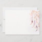 シックなボホフェザードリームキャッチャー結婚の水色 ノートカード (裏面)