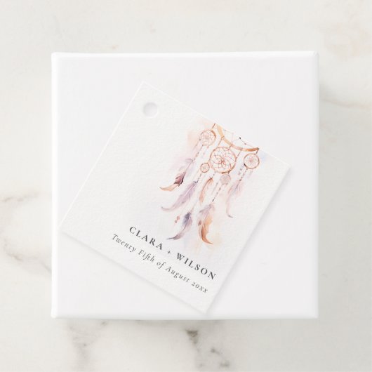 シックなボホフェザードリームキャッチャー結婚の水色 フェイバータグ (インサイチュ)