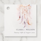 シックなボホフェザードリームキャッチャー結婚の水色 フェイバータグ (正面)