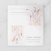 シックなボホフェザードリームキャッチャー結婚の水色 プレイスカード (外部開封)