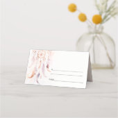 シックなボホフェザードリームキャッチャー結婚の水色 プレイスカード (裏面)