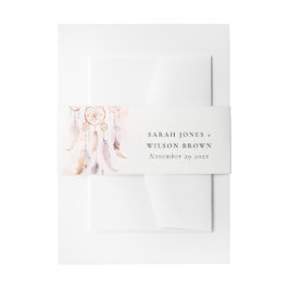 シックなボホフェザードリームキャッチャー結婚の水色 招待状ベリーバンド