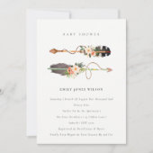 シックなボホフェザーフローラアローベビーシャワー招待状 サンキューカード (正面)